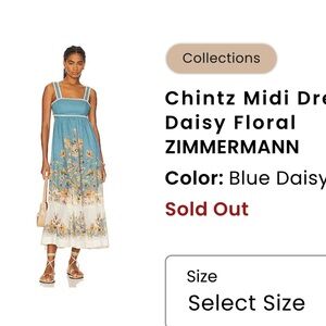 Zimmermann Blue and Cream Spaghetti Strap Sundress